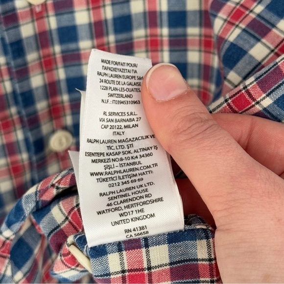 Polo Country Ralph Lauren Men’s Large Classic Fit Indigo Plaid Camp Shirt Casual - Picture 10 of 16